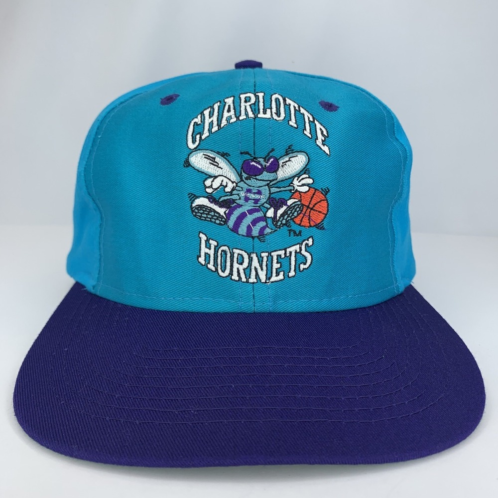 Vintage Charlotte Hornets Hat Teal Purple NBA Competitor Basketball Snapback Cap